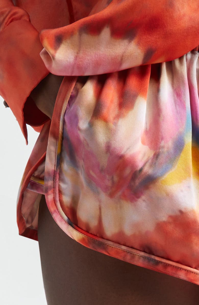 Zimmermann Kindred Spirit Alchemy Relaxed Silk Satin Shorts, Alternate, color, Ruby Tie Dye