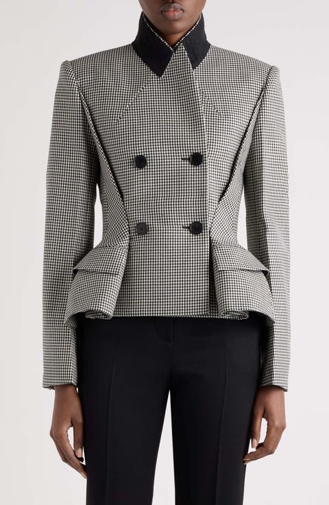 Pinched Peplum Wool & Mohair Jacket