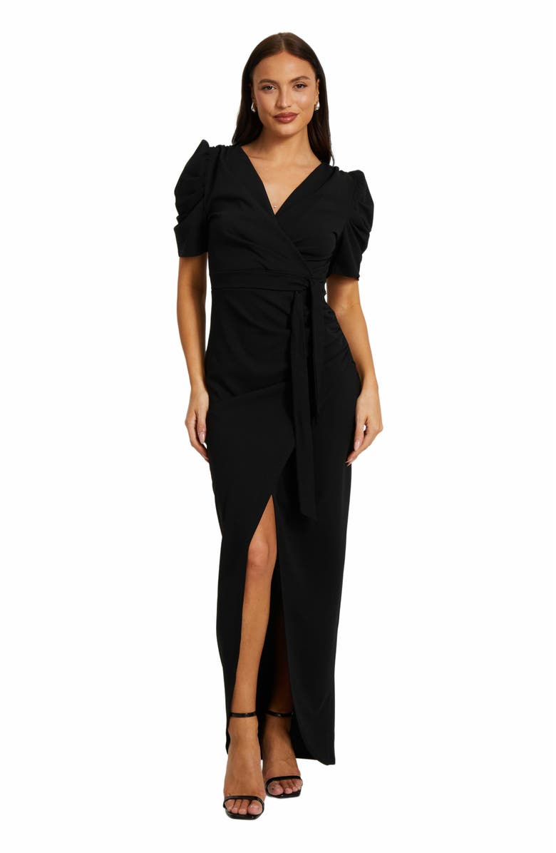 QUIZ Puff Sleeve Maxi Dress, Main, color, Black