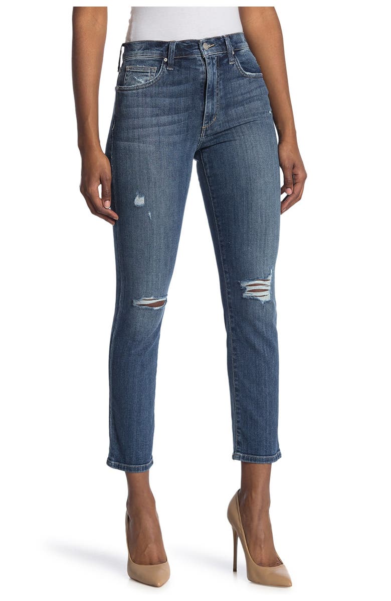 Joe's High Rise Distressed Straight Ankle Jeans, Main, color, 