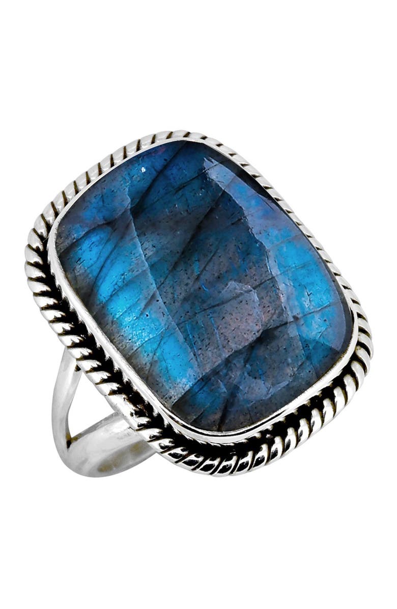 NITYA Labradorite Rope Work Sterling Silver Ring, Main, color, 