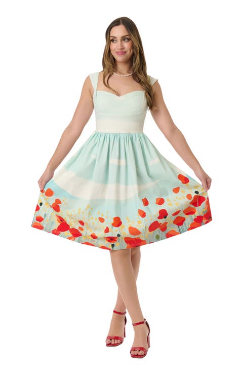 1950s Sweetheart Sleeveless Swing Dress