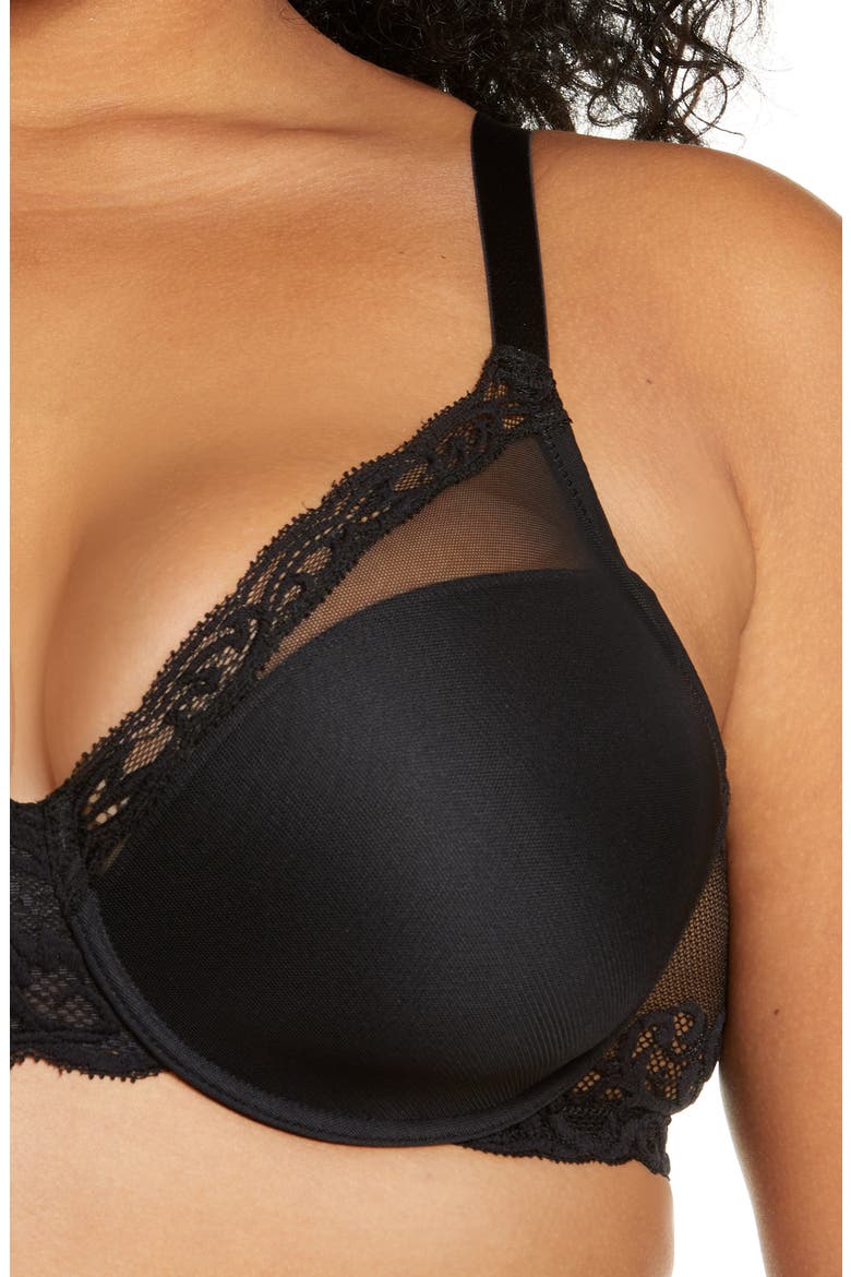 Feathers Full Figure Plunge T-Shirt Bra, Alternate, color, BLACK