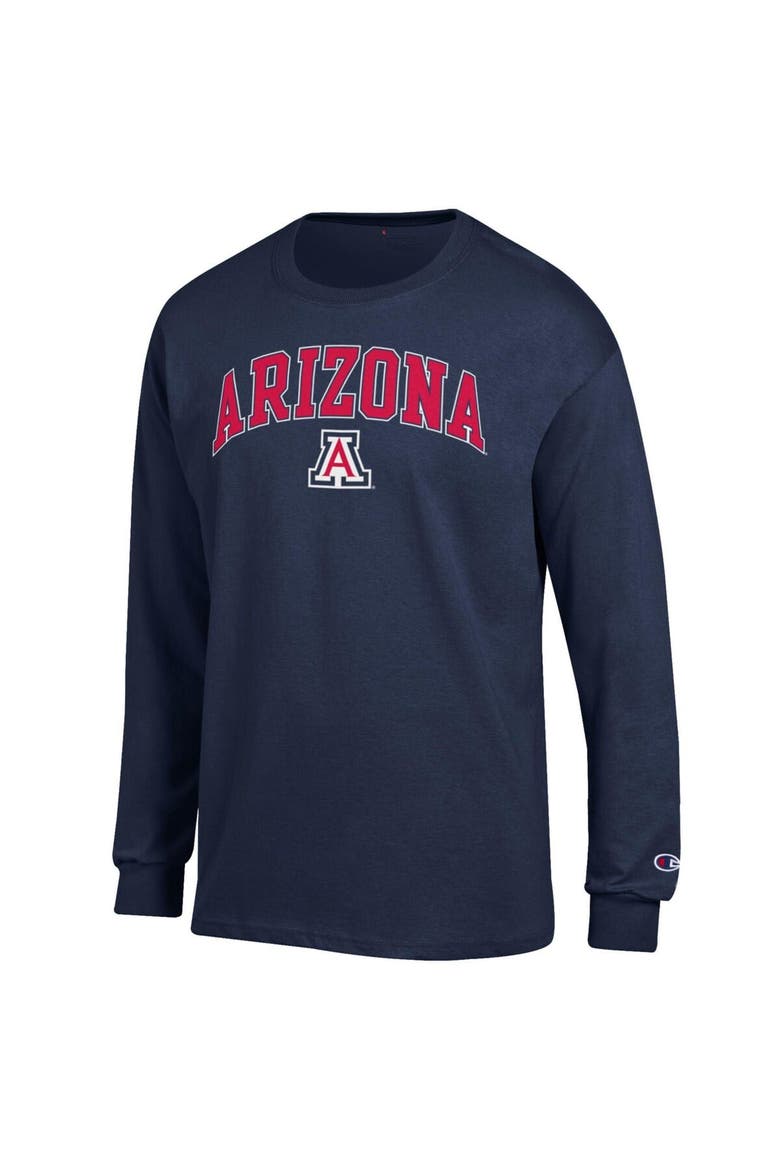 Men's Champion  Navy Arizona Wildcats Arch Over Logo Long Sleeve T-Shirt, Alternate, color, Navy
