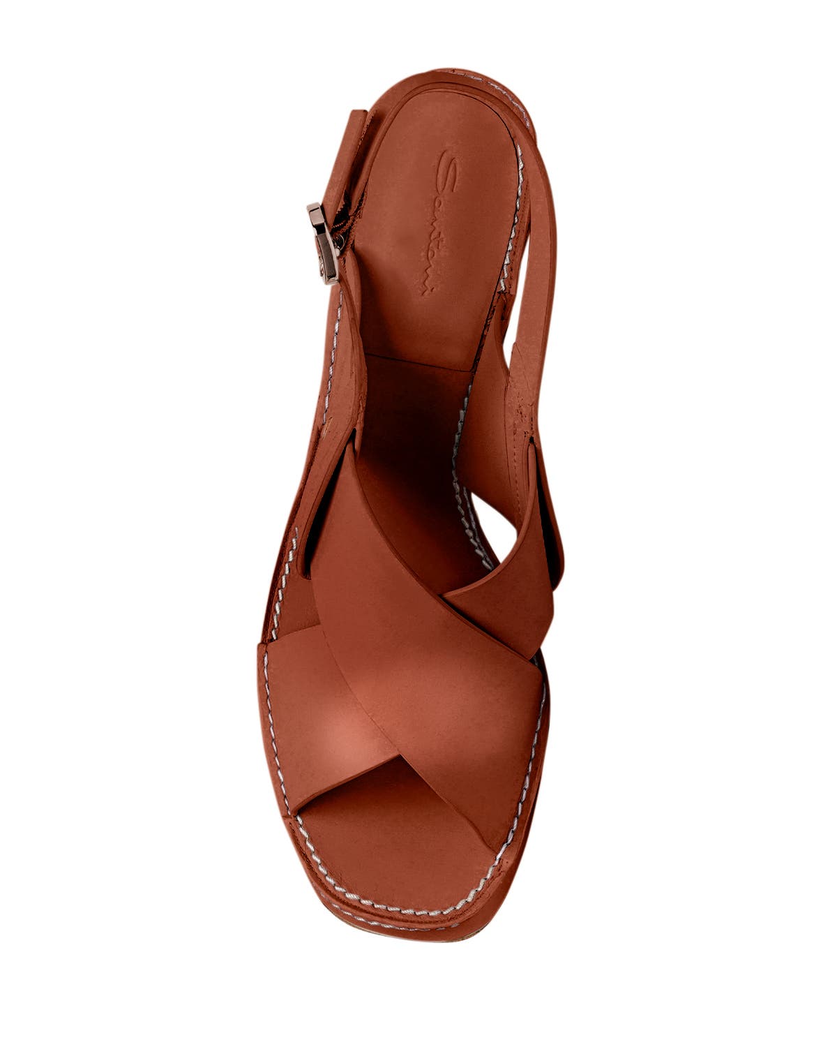 Santoni Leather high-heel sandal, Alternate, color, Light Brown