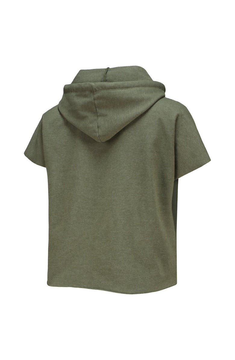 Retro Brand Women's Original Retro Brand Olive Florida Gators Cropped Tri-Blend Short Sleeve Pullover Hoodie, Alternate, color, 