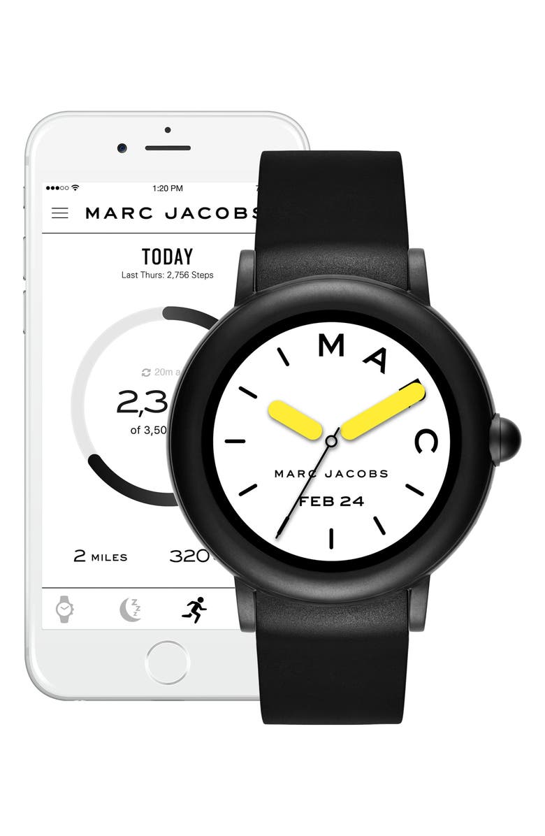 The Marc Jacobs Marc Jacobs Riley Silicone Strap Smart Watch, 44mm, Alternate, color,