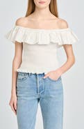 WAYF Delilah Shirred Off the Shoulder Top