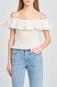 Delilah Shirred Off the Shoulder Top