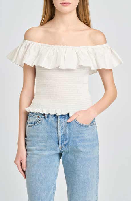Delilah Shirred Off the Shoulder Top