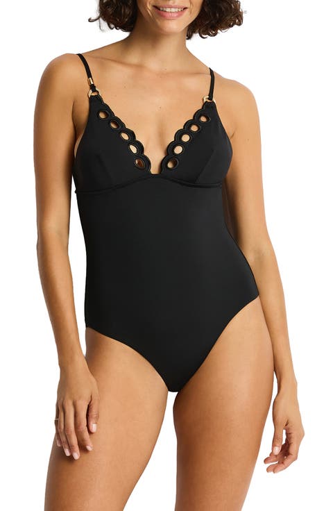Elysian Embroidered Cutout One-Piece Swimsuit