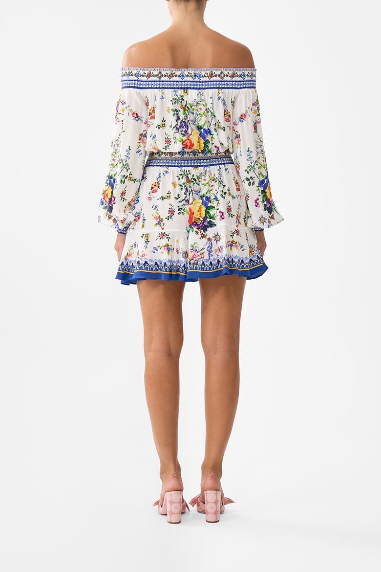 Off Shoulder Short Dress Tiles Darls, Alternate, color, Tiles Darls
