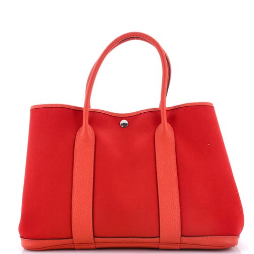 Pre-owned Hermes Hermes Garden Party Tote Toile And Leather 36