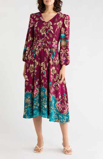 Belted Long Sleeve Midi Dress