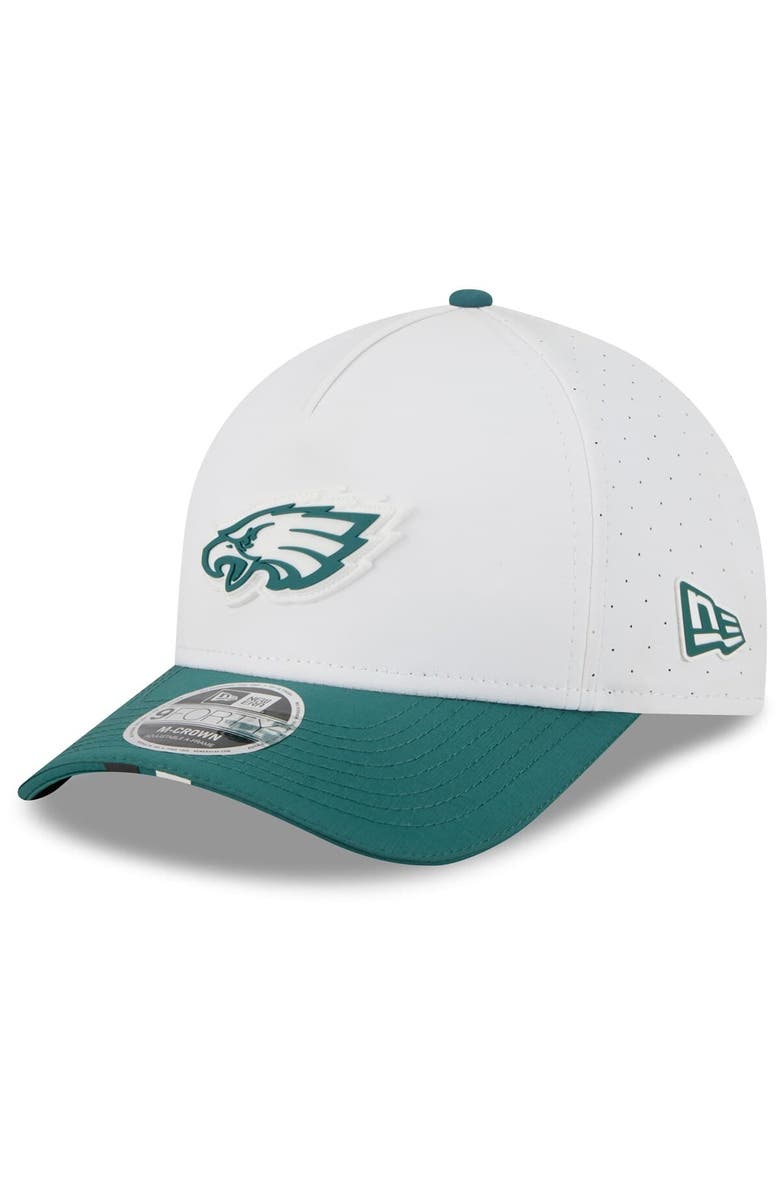 New Era Men's New Era White/Midnight Green Philadelphia Eagles 2025 NFL Training Camp A-Frame 9FORTY Adjustable Hat, Main, color, White