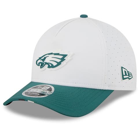 Men's New Era  White/Midnight Green Philadelphia Eagles 2025 NFL Training Camp A-Frame 9FORTY Adjustable Hat