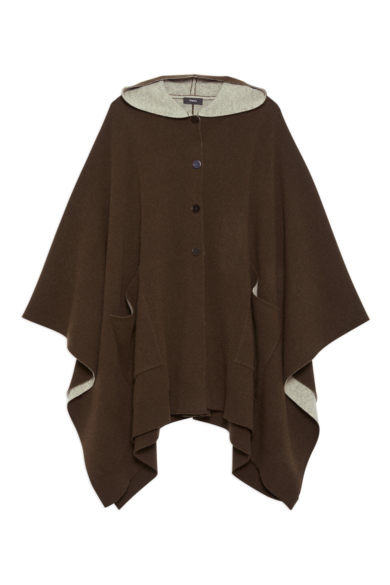 Hooded Wool & Cashmere Poncho, Alternate, color, MILITARY/ OATMEAL