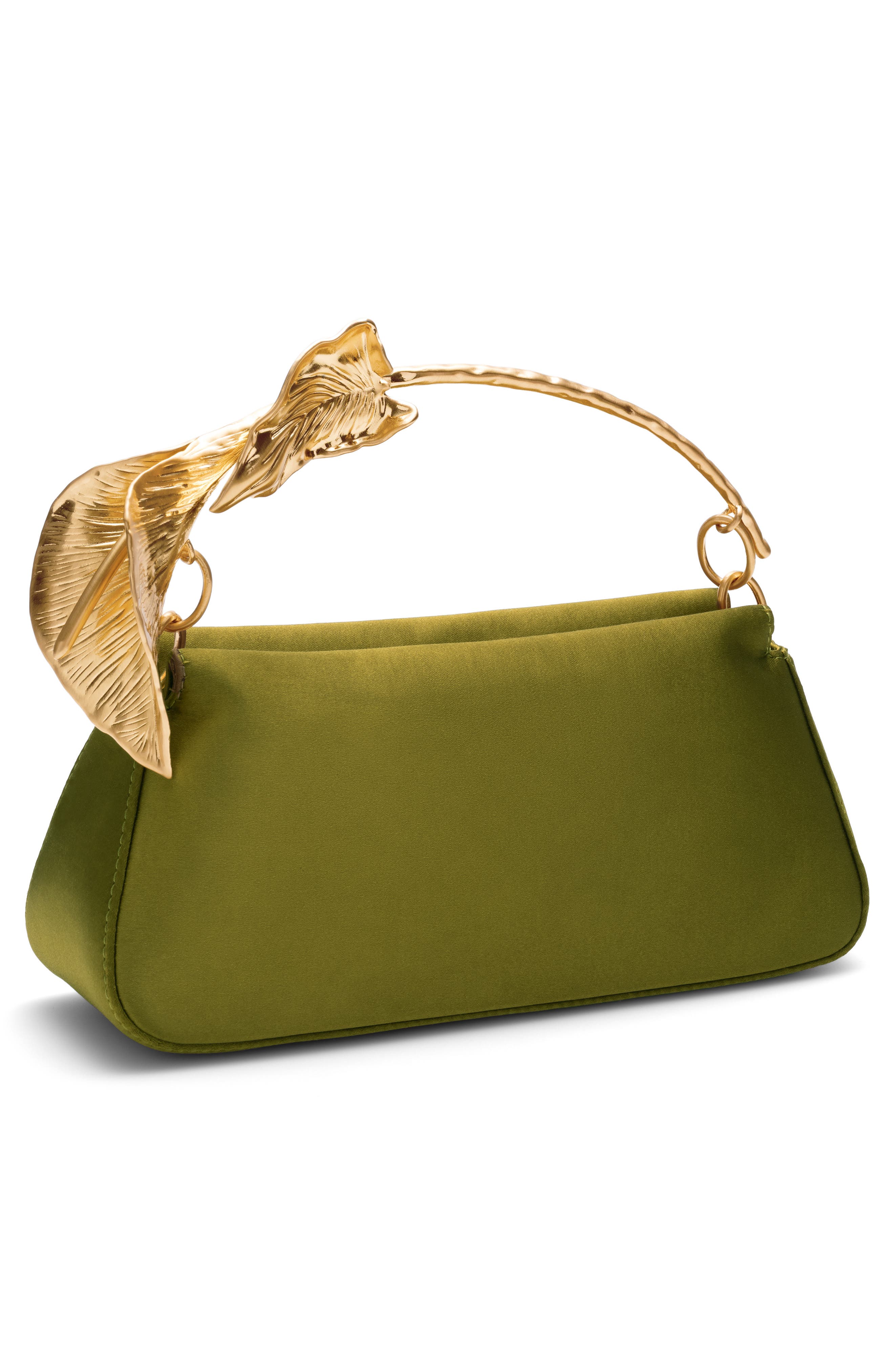 Calla Top Handle Satin Clutch, Alternate, color, DARK CHIVE