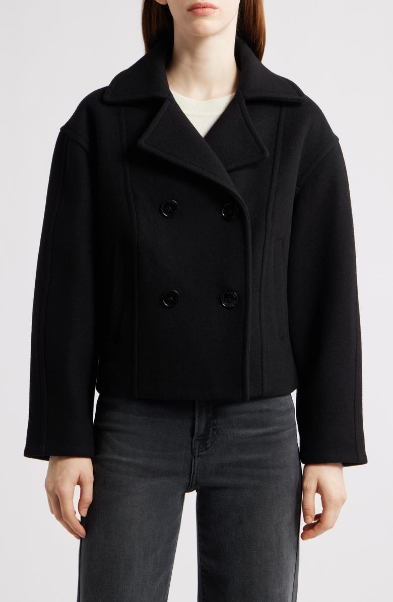 Michael Kors Drop Shoulder Oversize Crop Coat, Main, color, Black