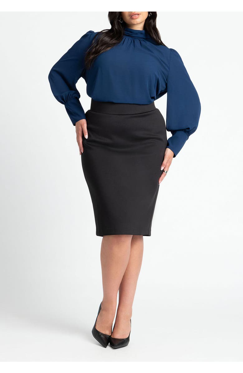 ELOQUII Neoprene Pencil Skirt, Alternate, color, Black Onyx