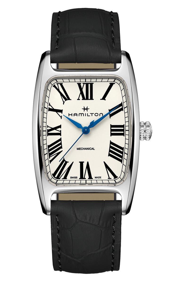 Hamilton American Boulton Leather Strap Watch, 34.5mm x 38mm, Main, color,