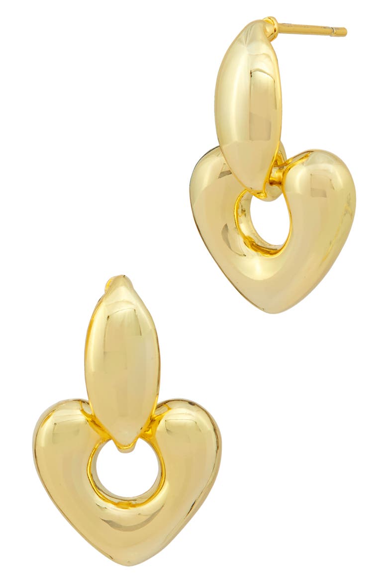 Heart Doorknocker Drop Earrings, Main, color, YELLOW GOLD PLATE
