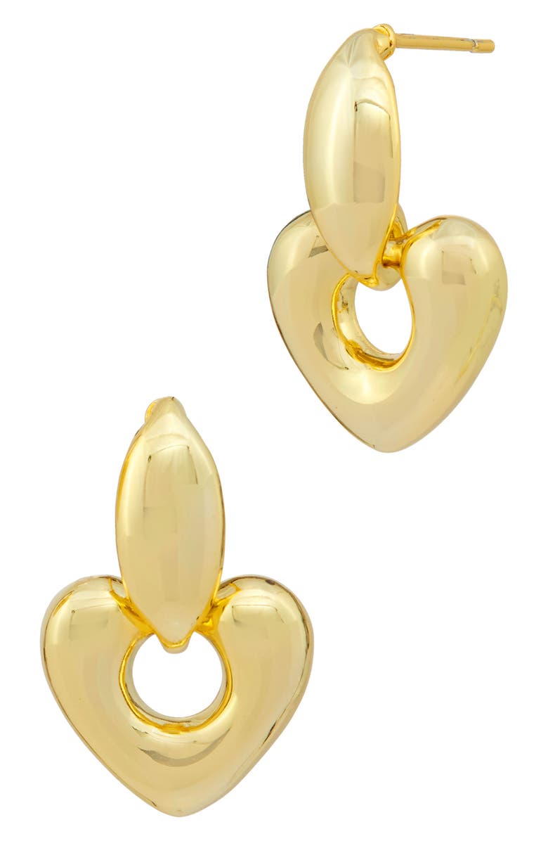 SAVVY CIE JEWELS Heart Doorknocker Drop Earrings, Main, color, Yellow Gold Plate