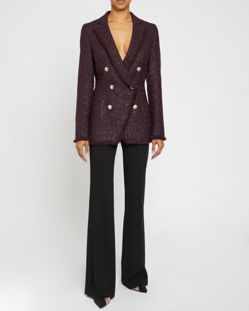 Santorelli Double-breasted Metallic Tweed Jacket In Sangria