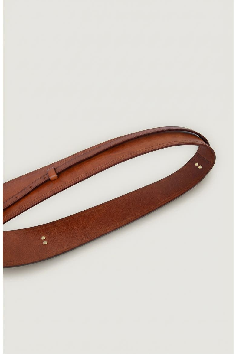 Leather Waist Belt with Layered Strap and Buckle, Alternate, color, Brown