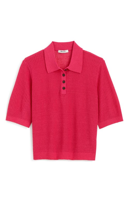 Madewell Short Sleeve Polo Sweater In Pink