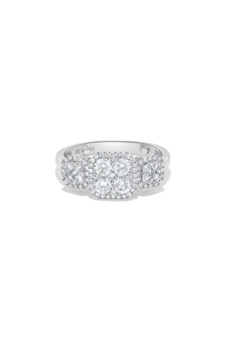 Triple Cushion-Shaped Round Diamond Cluster Ring in 14K White Gold, Main, color, 14K White Gold