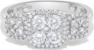 Ancona Fine Jewelry Triple Cushion-Shaped Round Diamond Cluster Ring in 14K White Gold