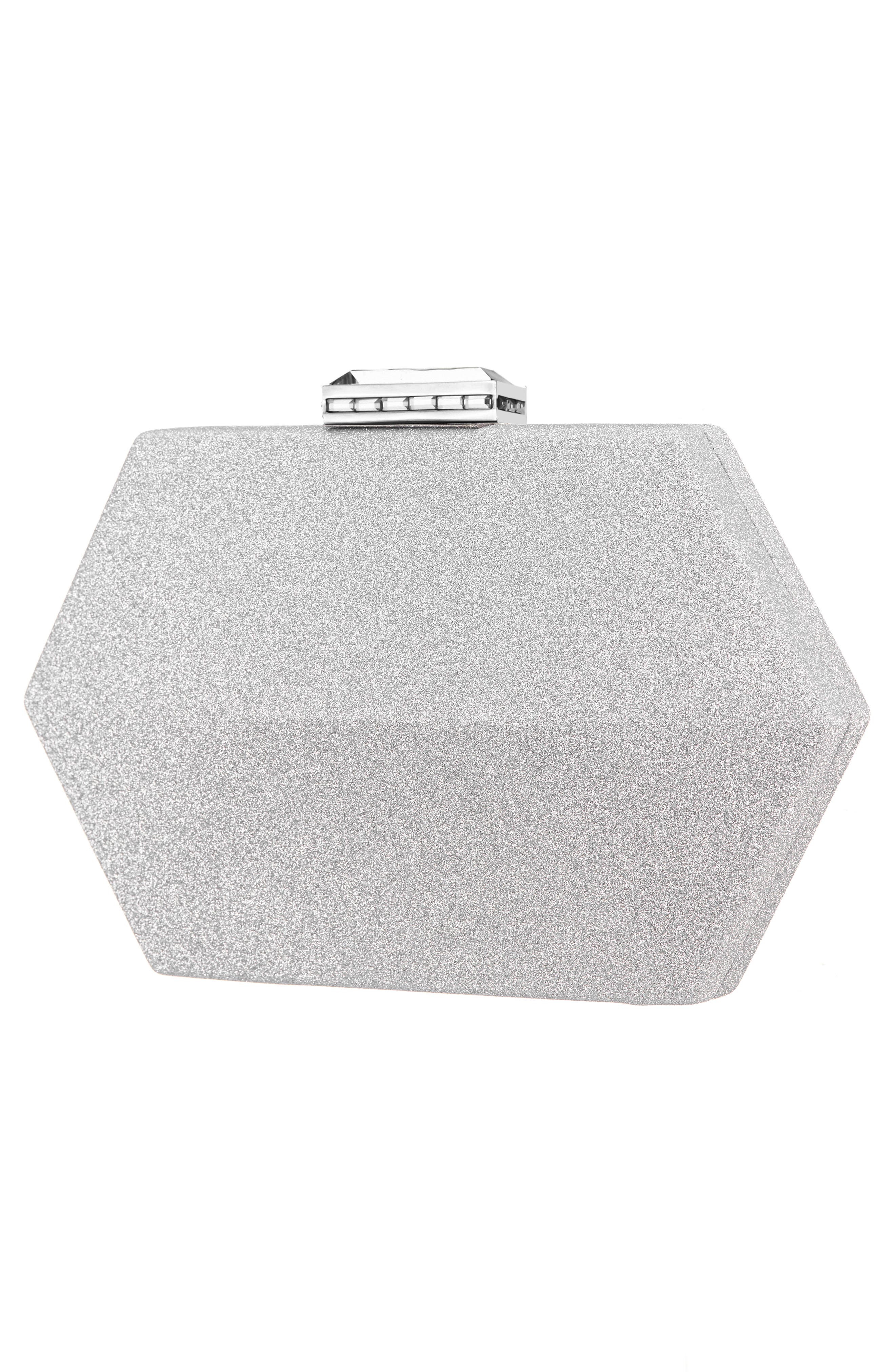 Nina Geometric Minaudiere, Alternate, color, Silver