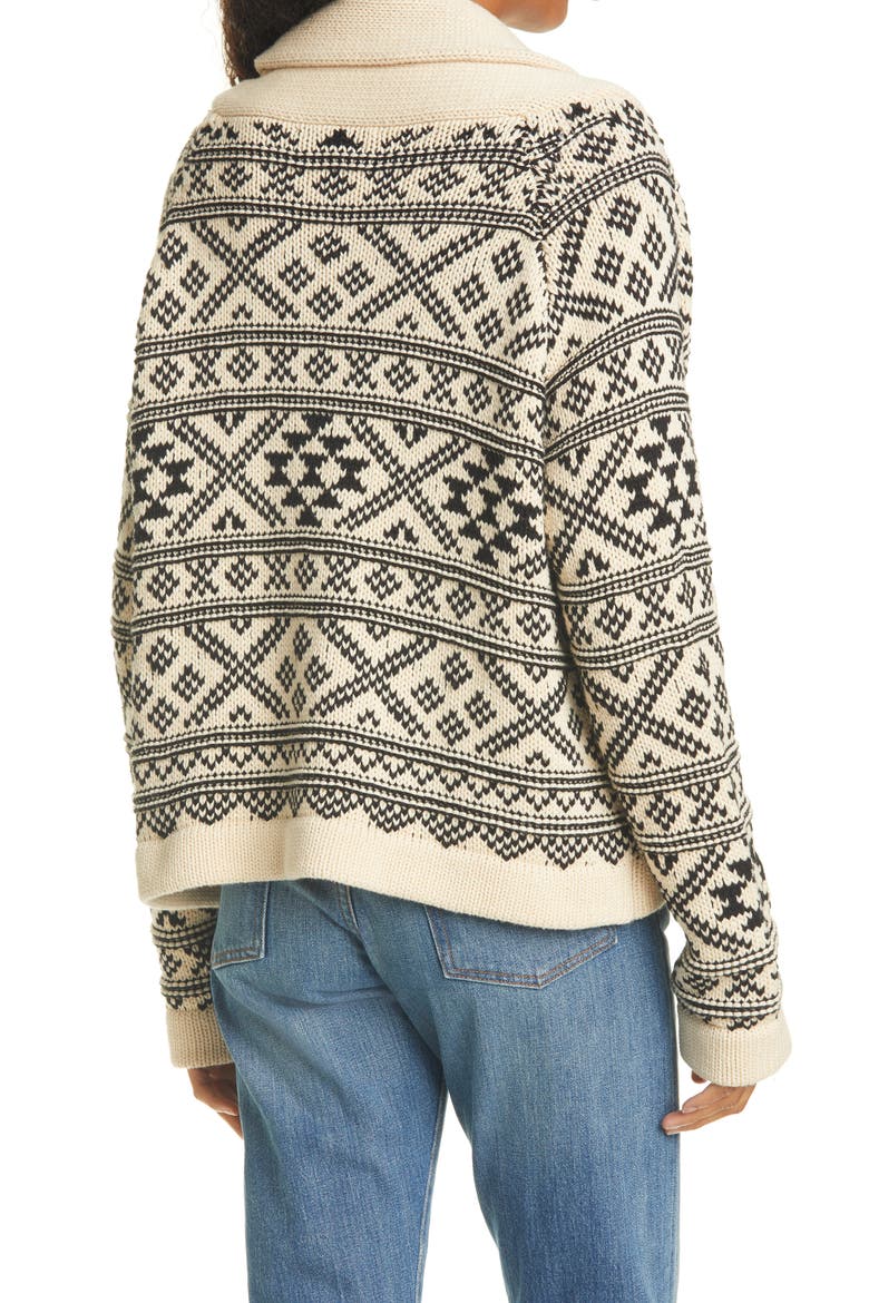 Lodge Fair Isle Open Front Cardigan, Alternate, color, CREAM