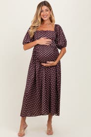 PinkBlush Polka Dot Square Neck Midi Dress
