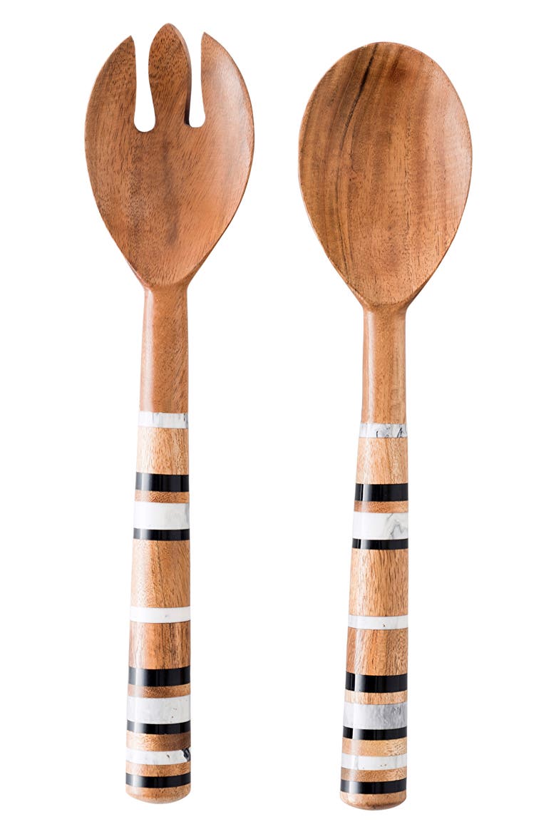 Stonewood Stripe Salad Servers, Main, color, NATURAL STRIPE