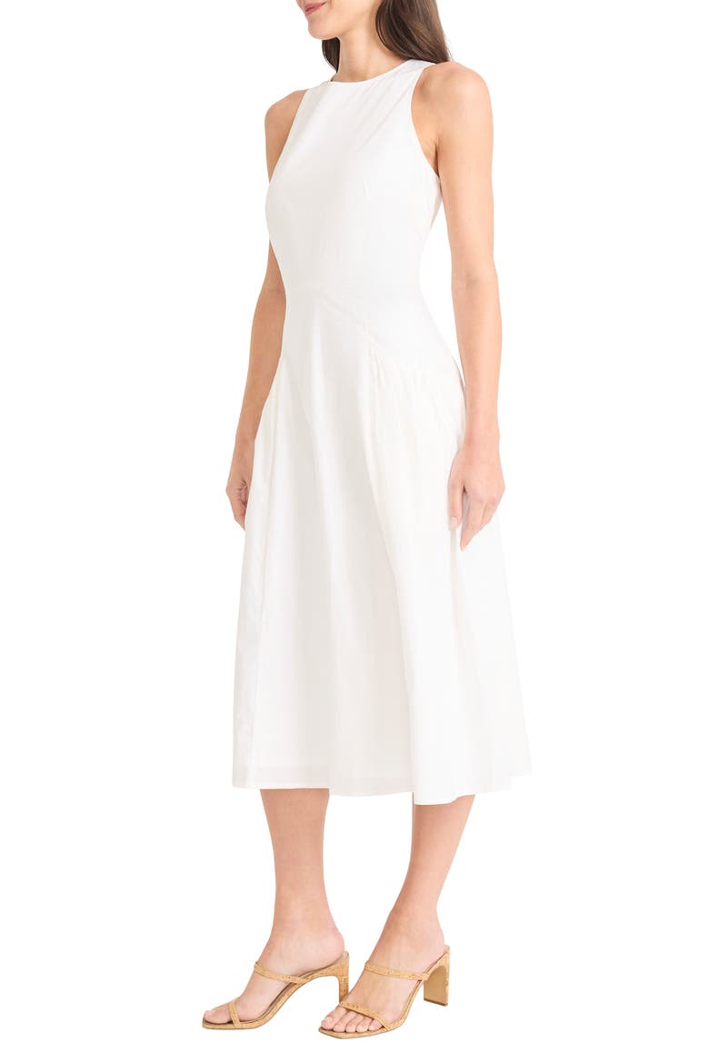 Jewel Neck Gathered Dress, Alternate, color, WHITE