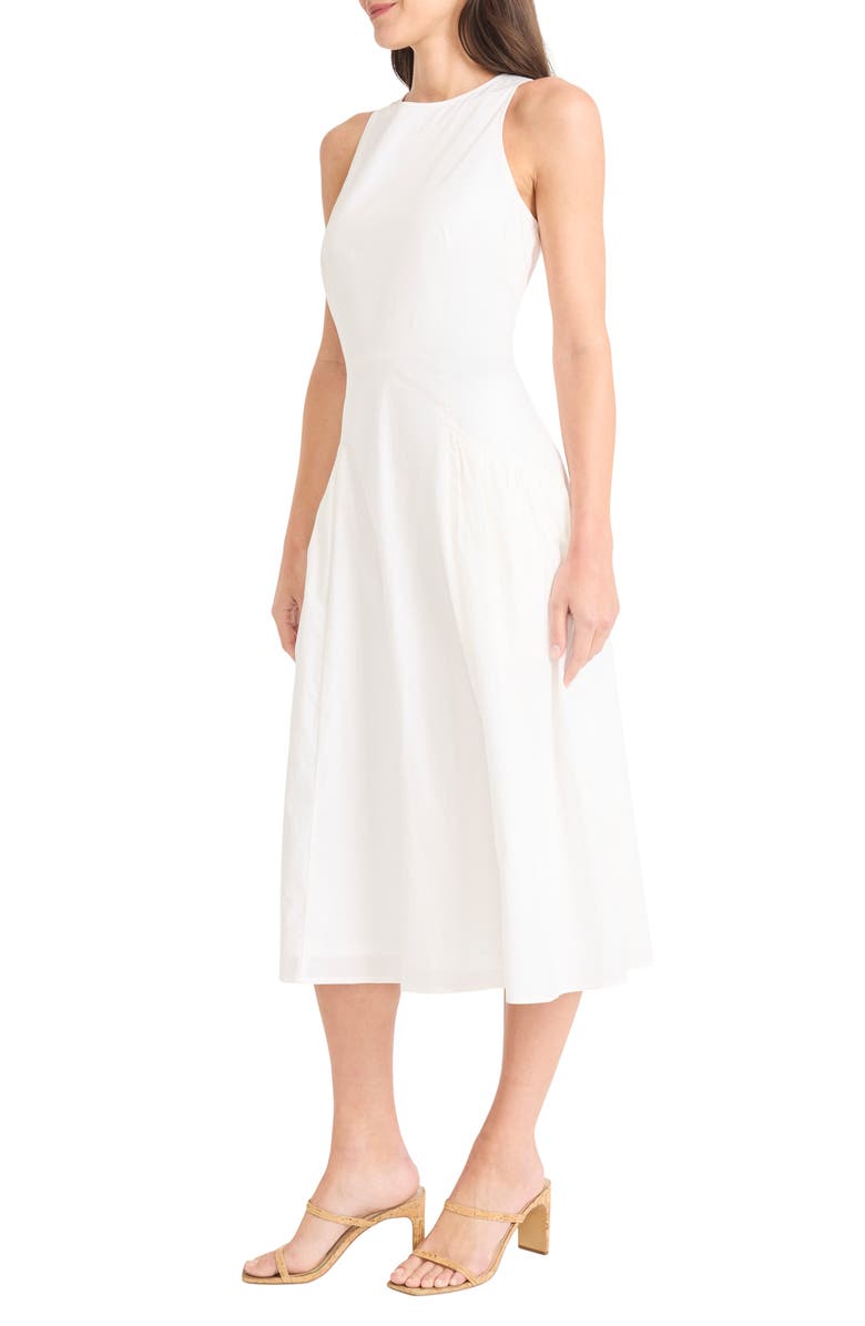 Maggy London Jewel Neck Gathered Dress, Alternate, color, White