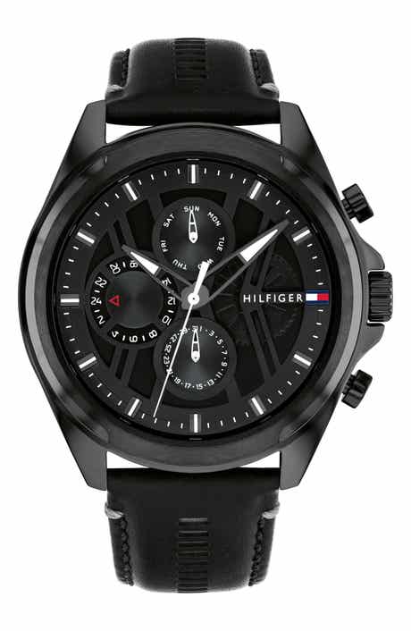 Jax Multifunction Leather Strap Watch