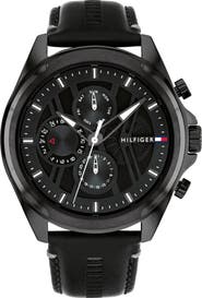 Tommy Hilfiger Jax Multifunction Leather Strap Watch