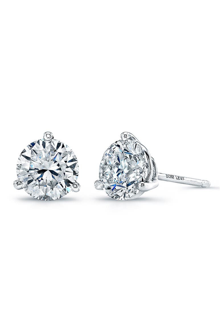 18K Gold Round Cut Diamond Stud Earrings - .05ct.–.50ct., Main, color, WHITE