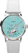 Timex® Peanuts® x Timex Marlin® Flower Dial 38mm Leather Strap Watch