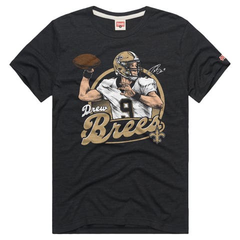 Unisex Homage Drew Brees Charcoal New Orleans Saints Classic Illustration Tri-Blend T-Shirt