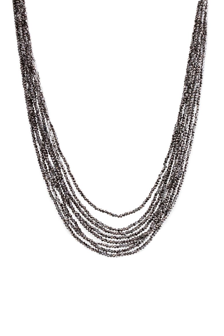 Multi Strand Short Crystal Necklace, Main, color, GUNMETAL