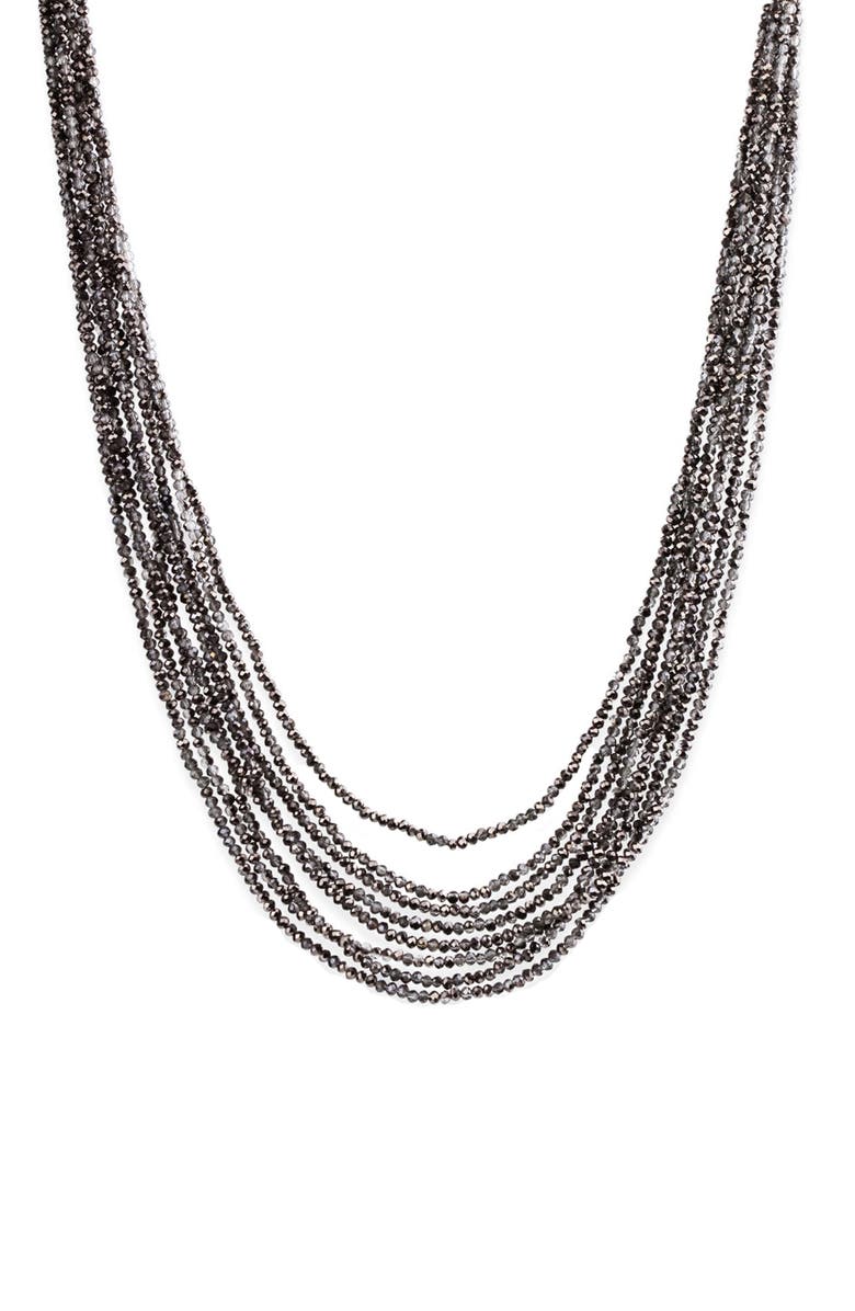 SAACHI Multi Strand Short Crystal Necklace, Main, color, Gunmetal
