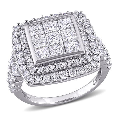 Diamond Cluster Double Halo Ring 14k