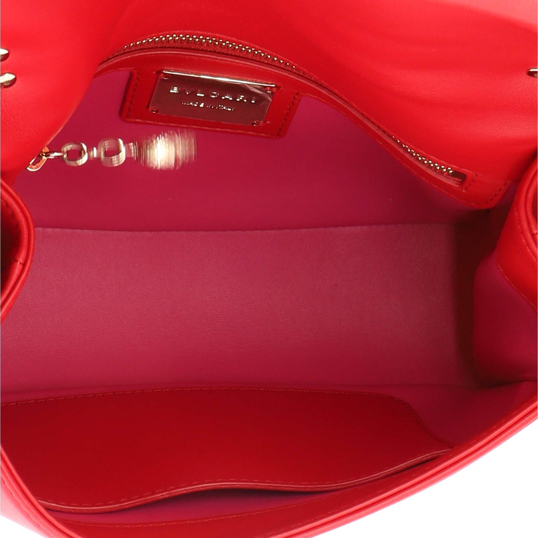 Serpenti Cabochon Messenger Bag Diagonal Quilted Leather Small, Alternate, color, Red