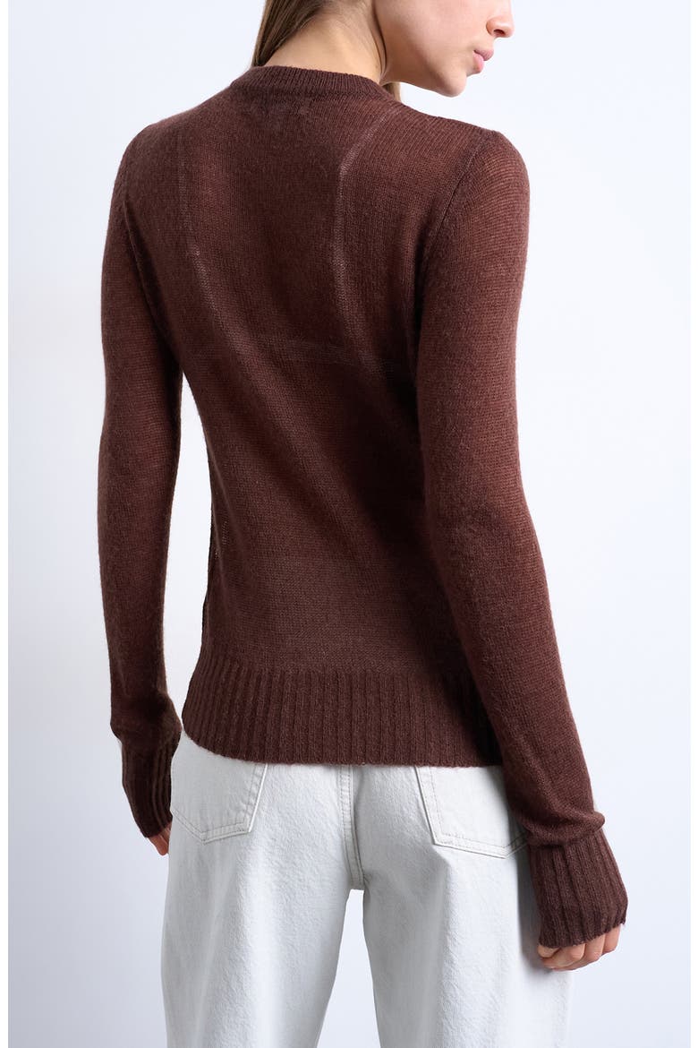 Floral Embroidered Semisheer Sweater, Alternate, color, BROWN