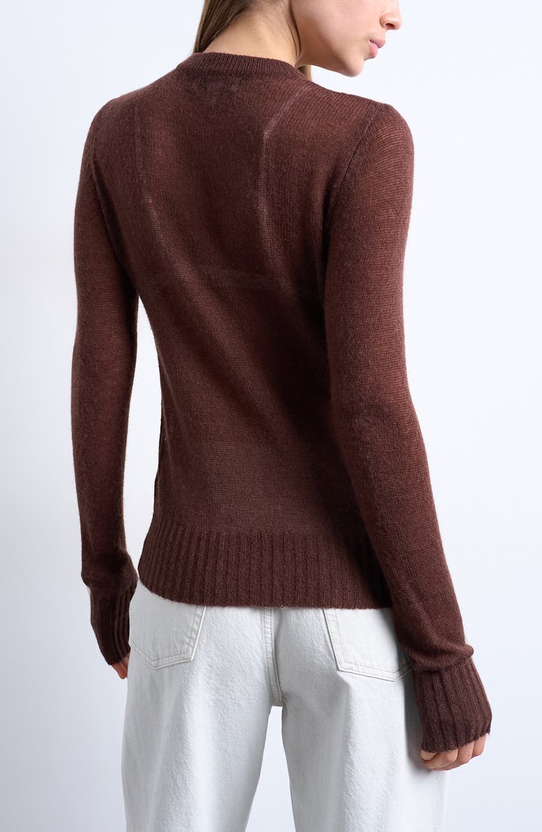 Topshop Floral Embroidered Semisheer Sweater, Alternate, color, Brown