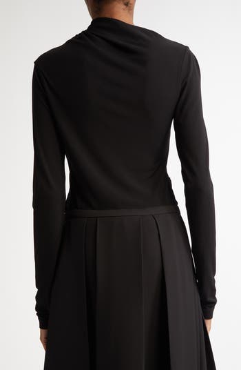 TOTEME｜ (Draped Jersey Top (251-WRT4462-FB0162 001)) toteme-black-draped-jersey-
